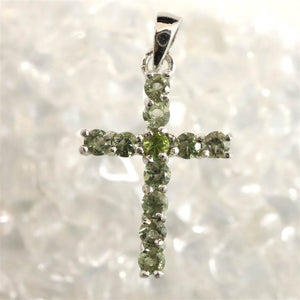 モルダバイト 16mmクロス ペンダントトップ  0.91g (ID:59332)