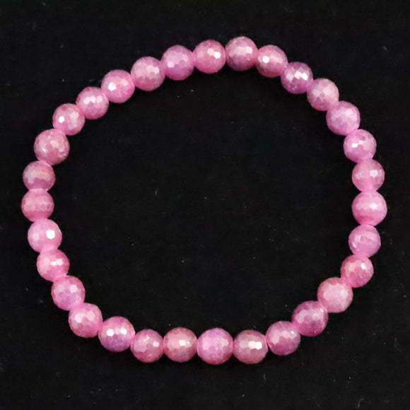 天然ルビー 128面カット  AA+  6mm玉 ブレスレット 13.4g　 (ID:60716)