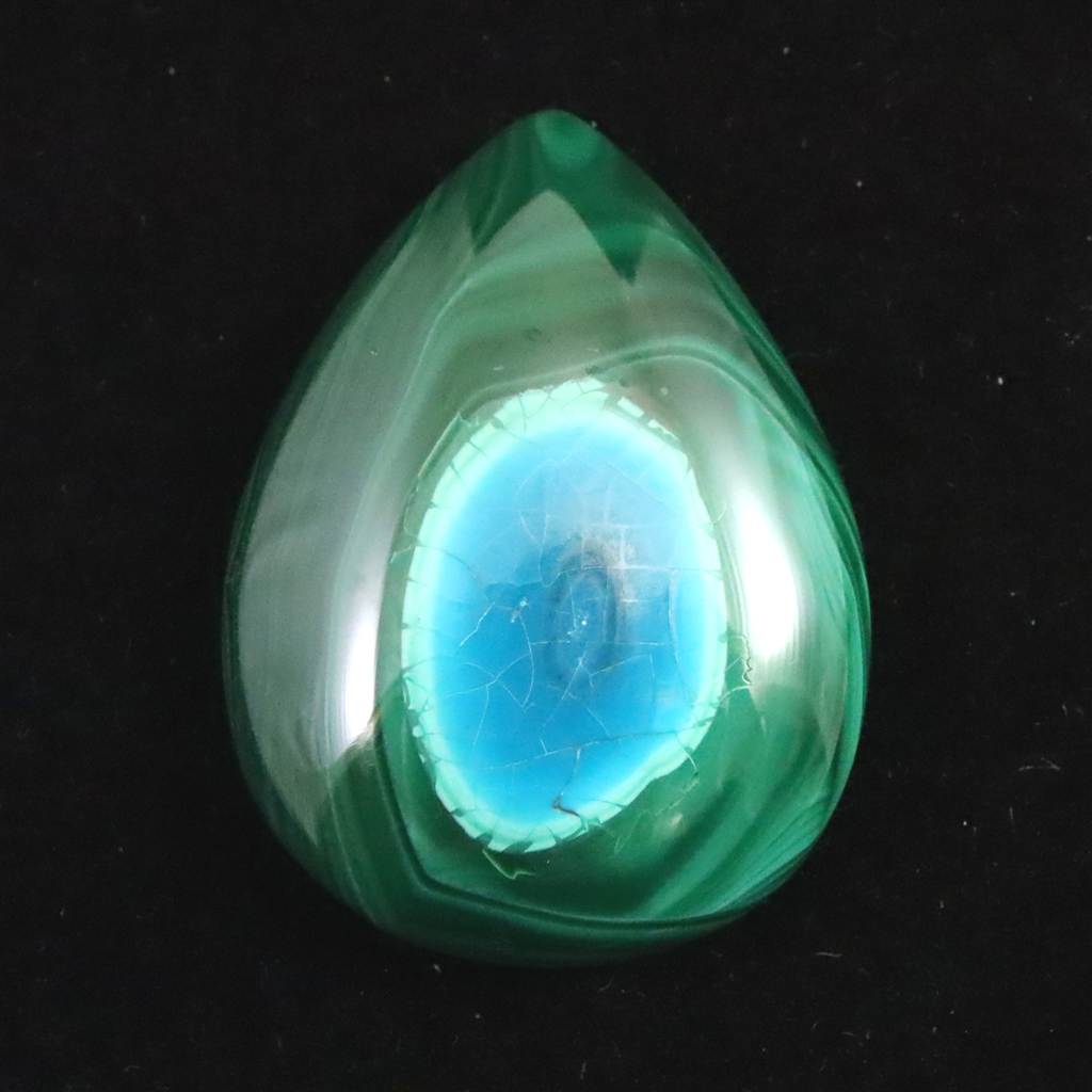 クリソコラインマラカイト 34mmペアシェイプ タンブル 16.2g (ID クリソコラインマラカイト 34mmペアシェイプ タンブル 16.2g (ID