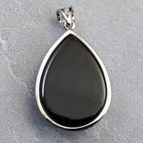 チベット産　黒水晶 モリオン 28mmペアシェイプ ペンダントトップ 10.2g (ID:60924)
