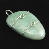 H&E社 ブルーグリーン アゼツライト（AZOZEO)  ワイヤーラップ ペンダント 7.2g (ID:61817)