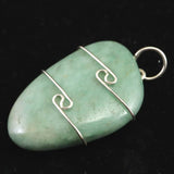 H&E社 ブルーグリーン アゼツライト（AZOZEO)  ワイヤーラップ ペンダント 7.2g (ID:61817)