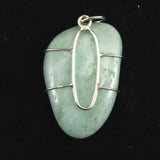 H&E社 ブルーグリーン アゼツライト（AZOZEO)  ワイヤーラップ ペンダント 7.2g (ID:61817)