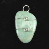 H&E社 ブルーグリーン アゼツライト（AZOZEO)  ワイヤーラップ ペンダント 7.2g (ID:61817)