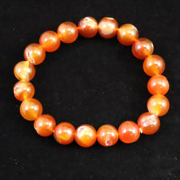 笑口 ジオード カーネリアン赤瑪瑙 10mm玉ブレスレット 26.5ｇ　 (ID:61838)