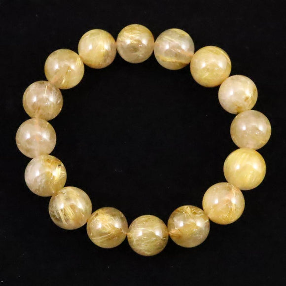 ゴールドルチルクォーツ AA 13mm玉ブレスレット 52.7g (ID:62288)