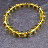 天然琥珀 バルティックアンバー 虫入り　アンバー  8mm玉ブレスレット 7.1g (ID:62356)