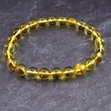 天然琥珀 バルティックアンバー 虫入り　アンバー  8mm玉ブレスレット 7.1g (ID:62356)