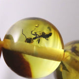 天然琥珀 バルティックアンバー 虫入り　アンバー  8mm玉ブレスレット 7.1g (ID:62356)