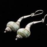 バリ島産 天然　ホワイト/グリーン ケオン ピアス  3.9g (ID:62922)