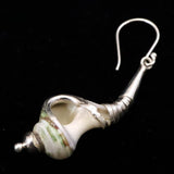 バリ島産 天然　ホワイト/グリーン ケオン ピアス  3.9g (ID:62922)