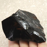 北海道産 オブシディアン 黒曜石 花十勝 89mm原石 182g (ID:63013)