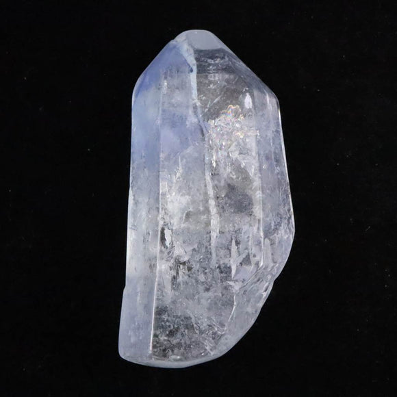 デュモルチェライト入り水晶　48mmポイント原石 磨き 26.3g (ID:63411)