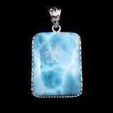 ラリマー  AAAA 25X19mmレクタングル　ペンダントトップ 13.3g (ID:64361)