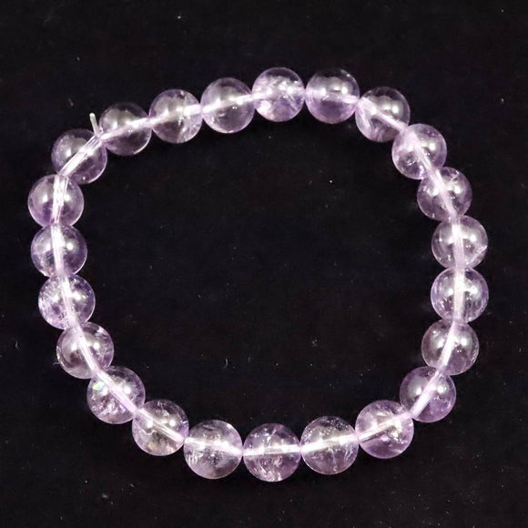 ボリビア産 ラベンダー アメジスト エレスチャル 8mm玉 ブレスレット 17.19g (ID:64712)