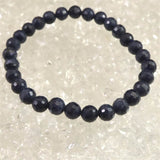 ミャンマー産 ブルー サファイア 6.5mm 128面カット ブレスレット 14.8g　　 (ID:64936)