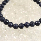 ミャンマー産 ブルー サファイア 6.5mm 128面カット ブレスレット 14.8g　　 (ID:64936)