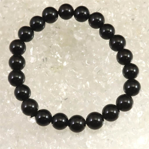 チベット産 天然モリオン水晶 4A  8.5mm玉 ブレスレット 19.5g (ID:65102)