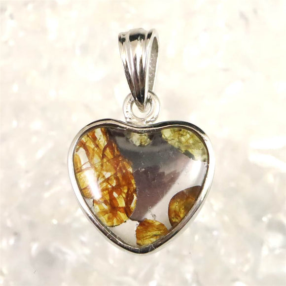 ロシア産　パラサイト隕石　12mmハート　ペンダントトップ 2.47g (ID:65561)