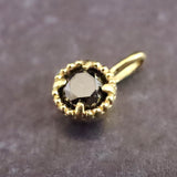 天然ブラックダイヤモンド 3mmラウンド ペンダントトップ チャーム K18YG  0.253g (ID:65623)