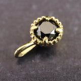 天然ブラックダイヤモンド 3mmラウンド ペンダントトップ チャーム K18YG  0.253g (ID:65623)