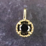 天然ブラックダイヤモンド 3mmラウンド ペンダントトップ チャーム K18YG  0.253g (ID:65623)
