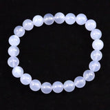 ブルーカルセドニー　8.5mm玉ブレスレット 19.2g (ID:65760)