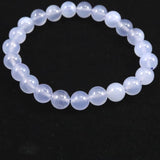 ブルーカルセドニー　8.5mm玉ブレスレット 19.2g (ID:65760)