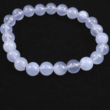 ブルーカルセドニー　8.5mm玉ブレスレット 19.2g (ID:65760)