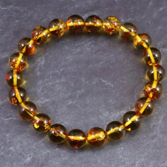 天然琥珀 バルティックアンバー  8.5mm玉ブレスレット 8.0g (ID:66177)