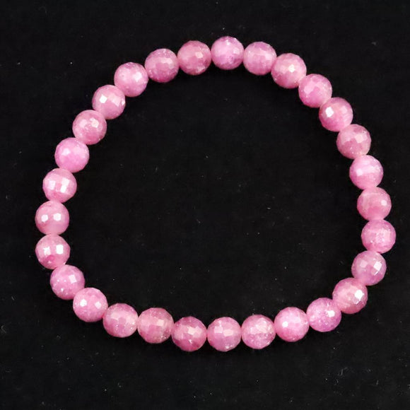 天然ルビー 128面カット  AA+  6.5mm玉 ブレスレット 15.8g　 (ID:66235)