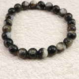 インドネシア産 イジェン水晶　黒 8mm玉ブレスレット 証明書付 17.9ｇ (ID:66556)