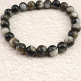 インドネシア産 イジェン水晶　黒 8mm玉ブレスレット 証明書付 17.9ｇ (ID:66556)