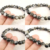 インドネシア産 イジェン水晶　黒 8mm玉ブレスレット 証明書付 17.9ｇ (ID:66556)