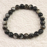 インドネシア産 イジェン水晶　黒 8mm玉ブレスレット 証明書付 17.9ｇ (ID:66556)