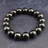 ノーブルシュンガイト  エリートシュンガイト　12mm玉ブレスレット 32.6g (ID:67103)