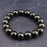 ノーブルシュンガイト  エリートシュンガイト　12mm玉ブレスレット 32.6g (ID:67103)