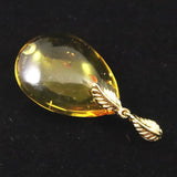 天然琥珀　バルティックアンバー 25mm ペアシェイプ ペンダントトップ 2.8g (ID:67400)