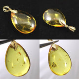 天然琥珀　バルティックアンバー 25mm ペアシェイプ ペンダントトップ 2.8g (ID:67400)