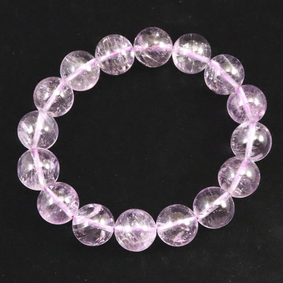 クンツァイト ３Aグレード 12.5mm玉ブレスレット 53.2ｇ　 (ID:67993)