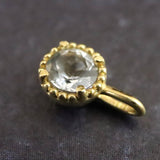 アクアマリン 3mmラウンド ペンダントトップ チャーム K18YG  0.24g (ID:68113)