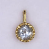 アクアマリン 3mmラウンド ペンダントトップ チャーム K18YG  0.24g (ID:68113)