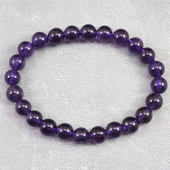 ウルグアイ産 アメジスト 7.5m玉ブレスレット 14.9g (ID:68136)