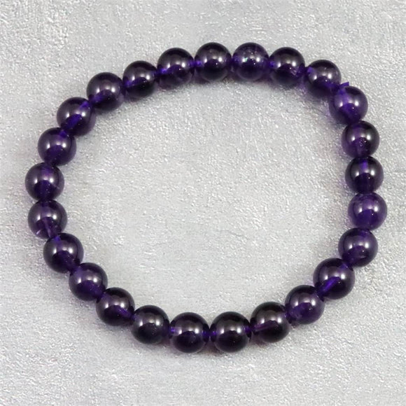 ウルグアイ産 アメジスト 7.5m玉ブレスレット 15.1g (ID:68206)