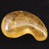 ヒマラヤ マニハール産 ゴールドルチル入り 水晶 33mm勾玉 10.2g (ID:68804)