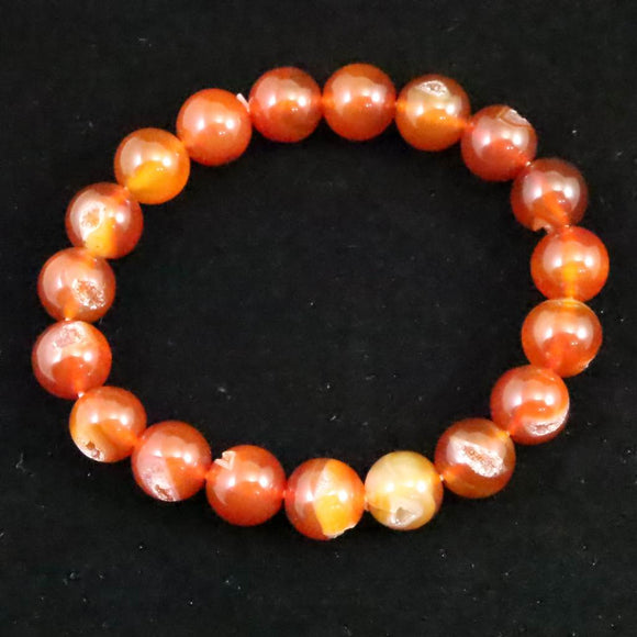 笑口 ジオード カーネリアン赤瑪瑙 10mm玉ブレスレット 27.5ｇ　 (ID:69000)