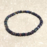 プレシャスブラックオパール 4.5mm玉ブレスレット 4.3g (ID:69614)