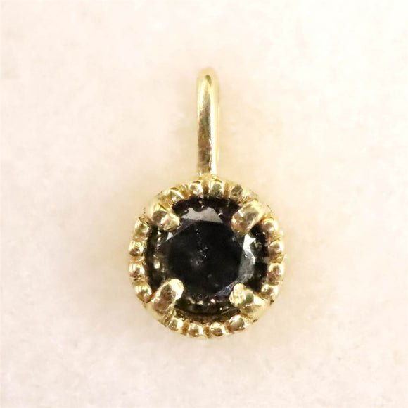 天然ブラックダイヤモンド 3mmラウンド ペンダントトップ チャーム K18YG  0.25g (ID:70306)