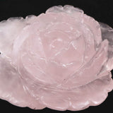 マダガスカル産 ローズクォーツ 薔薇彫刻置物　103mm  292g (ID:70314)