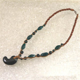 出雲碧玉 出雲石 SA 36mm勾玉 ビーズ ネックレス　ディレクトリカード付 40.79g (ID:70991)